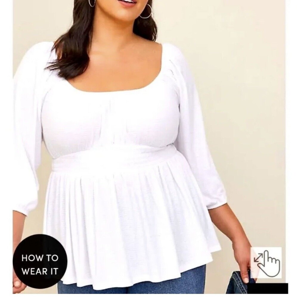 TORRID Green Off Shoulder Textured Smocked Peasant Top Sz 6